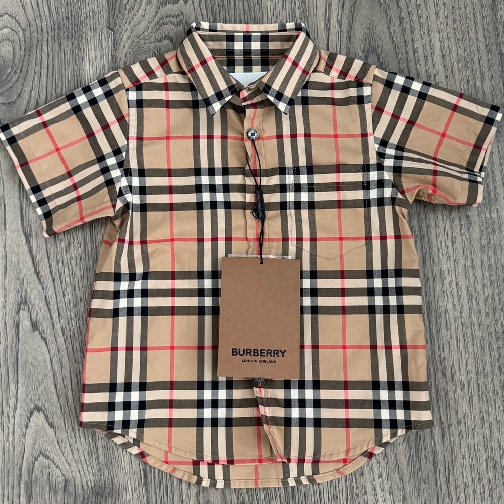 NWT Burberry Kids Check Cotton Shirt